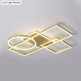 Geometric Led Ceiling Lamp In Golden/Coffee - Warm/White Light 20.5’/34’ L