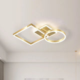 Geometric Led Ceiling Lamp In Golden/Coffee - Warm/White Light 20.5’/34’ L Gold / 20.5’ Warm