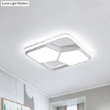 Geometric Led Ceiling Light In Black/White Acrylic - Contemporary Flush Mount Lamp For Bedroom With