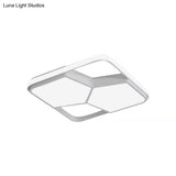 Geometric Led Ceiling Light In Black/White Acrylic - Contemporary Flush Mount Lamp For Bedroom With
