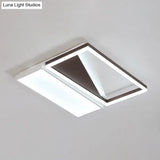 Geometric Led Flush Mount Light Black And White Acrylic Modern Design 18’/21.5