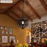 Geometric Metal Pendant Lighting - Industrial Black 1 Head Dining Room Down 14’/18’/21.5’ Wide