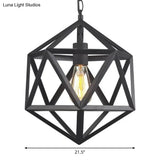 Geometric Metal Pendant Lighting - Industrial Black 1 Head Dining Room Down 14’/18’/21.5’ Wide