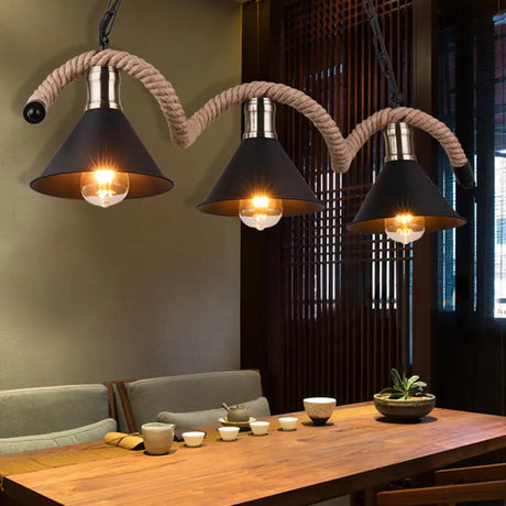 Geometric Natural Rope Chandelier In Brown For Rustic Ambiance 3 /