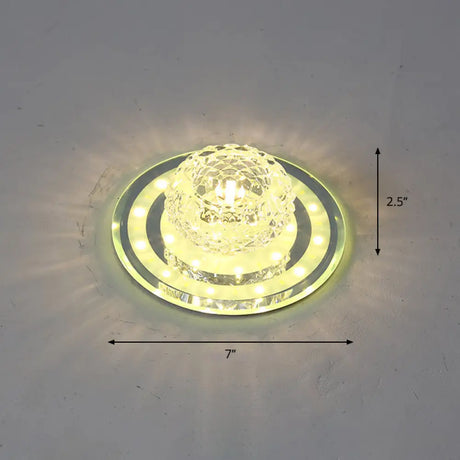 Geometric Passage Led Flush Mount Crystal Block Ceiling Light Clear / Warm Round