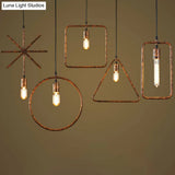 Geometric Metal Pendant Light - Industrial Style Single-Bulb Ideal For Dining Room Rust / Rectangle