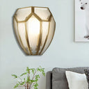 Geometric Wall Lamp With Hand Blown Glass And Gold Finish - Traditional Metal Sconce