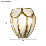 Geometric Wall Lamp With Hand Blown Glass And Gold Finish - Traditional Metal Sconce