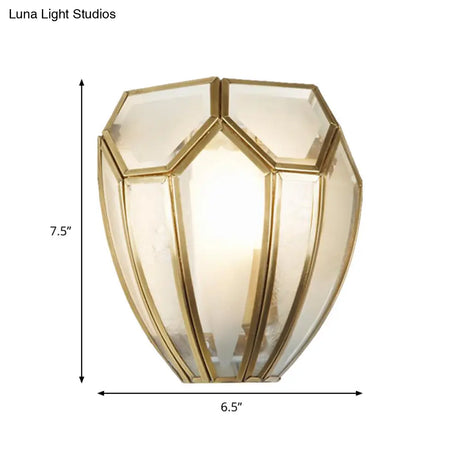Geometric Wall Lamp With Hand Blown Glass And Gold Finish - Traditional Metal Sconce