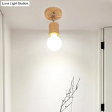 Geometric Wood Track Light For Minimalist Restaurants - Semi Flush Design