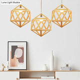 Geometric Wooden Pendant Lamp - Minimalist Single Ceiling Light For Restaurants