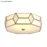 Geometrical Flush Mount Traditional White Glass Chandelier - Wide Options 2/3 Bulbs