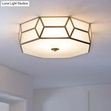 Geometrical Flush Mount Traditional White Glass Chandelier - Wide Options 2/3 Bulbs