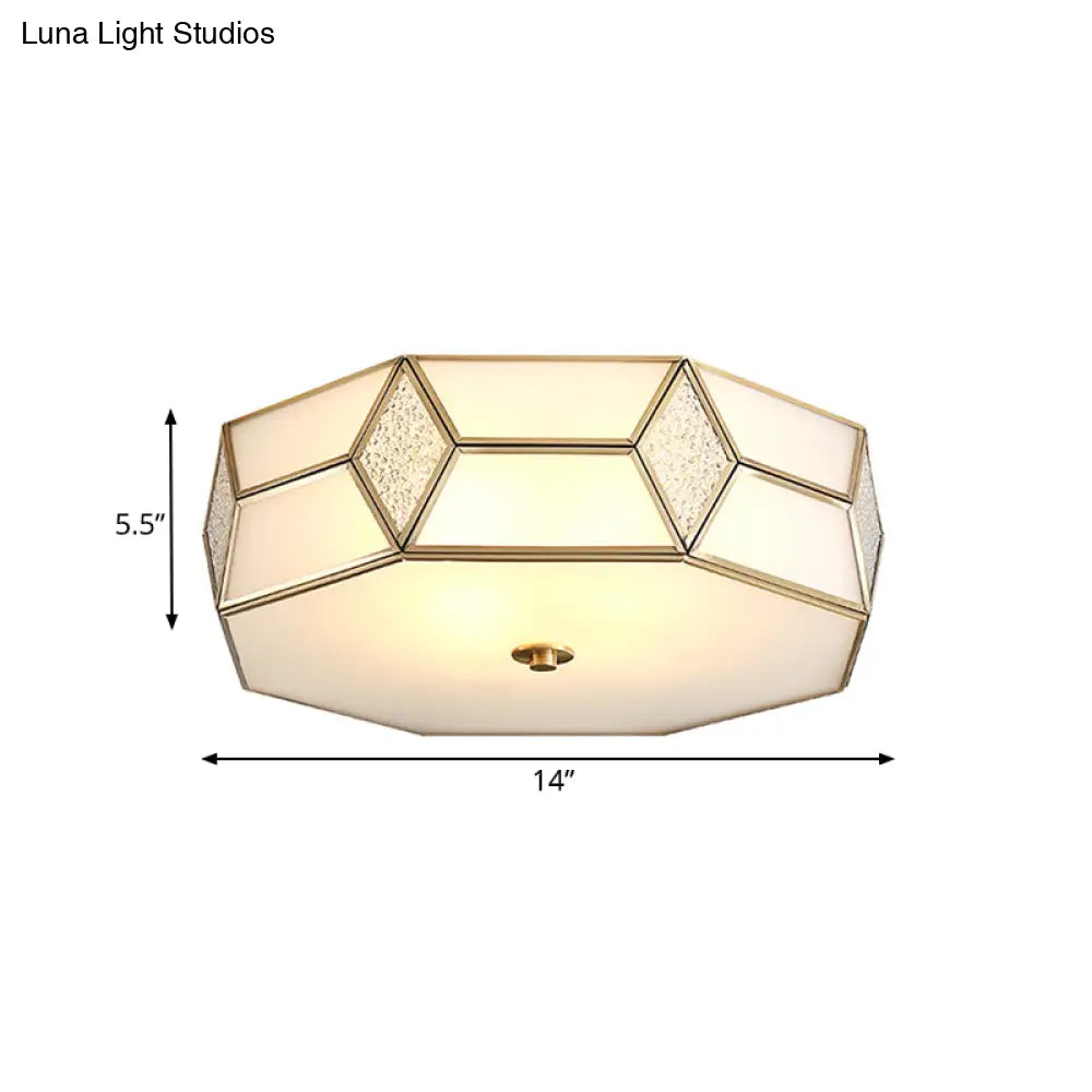 Geometrical Flush Mount Traditional White Glass Chandelier - Wide Options 2/3 Bulbs
