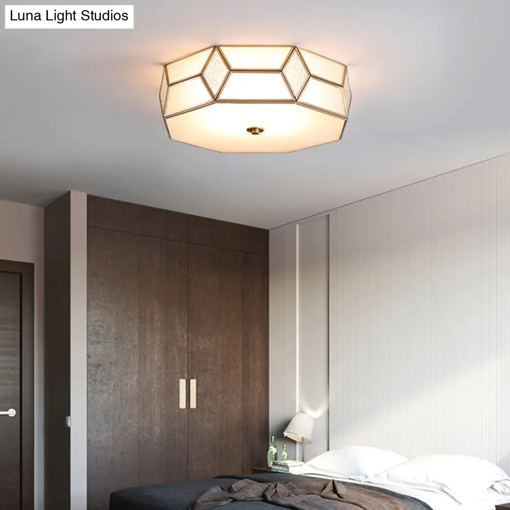 Geometrical Flush Mount Traditional White Glass Chandelier - Wide Options 2/3 Bulbs