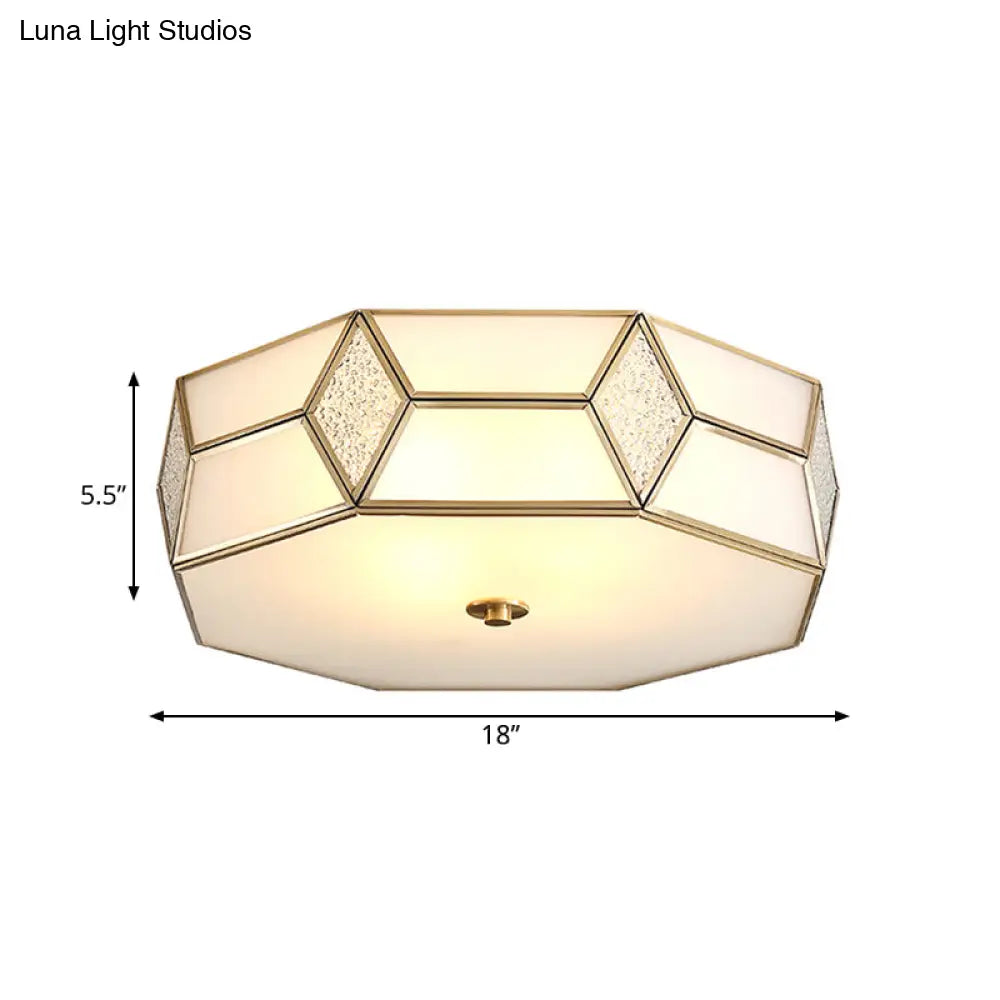 Geometrical Flush Mount Traditional White Glass Chandelier - Wide Options 2/3 Bulbs