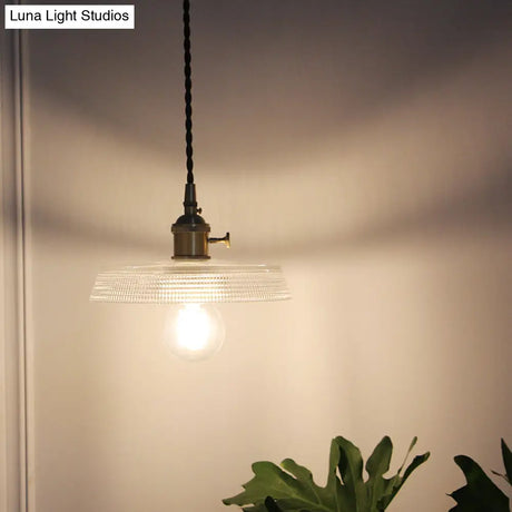 Geometry Clear Lattice Glass Pendant Hanging Lamp: Farmhouse Dining Room Lighting In Brass