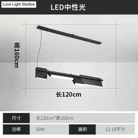 Giada - Simple Modern Black Led Chandelier Light Length-120Cm / Natural Light