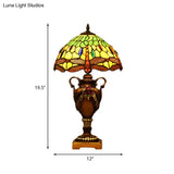 Giennah - Victorian Bowl Shape Desk Light Stained Art Glass Trophy Lamp