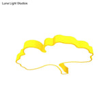 Ginkgo Leaf Led Ceiling Light In Macaron Metal Red/Yellow/Blue - Nursery Flush Mount 23.5’/31.5’ W
