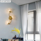 Ginkgo Leaves Wall Light - Modern Decorative Clear Glass Sconce Lighting In Brass