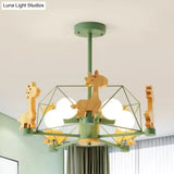 Giraffe 5-Head Kids Semi Flush Mount Wire Frame Ceiling Light For Childs Bedroom - Metallic Finish