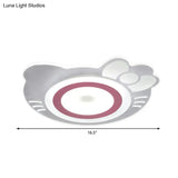 Girl Bedroom Kitten Led Ceiling Light In White And Pink - Adorable Stylish