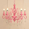 Girls Pink Bedroom Chandelier Ceiling Light With Candle And Crystal Accents - Modern Style 5 /