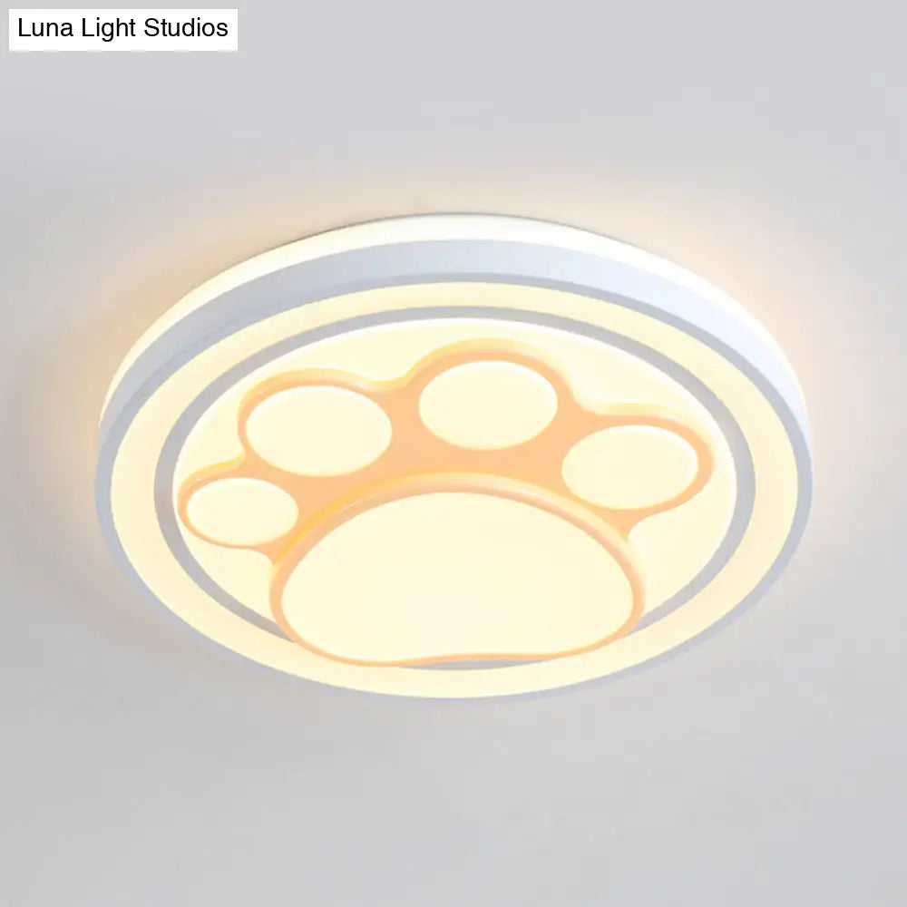 Girls Pink Cartoon Led Ceiling Lamp With Cute Pattern Acrylic Flush Mount Light