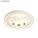 Girls Pink Cartoon Led Ceiling Lamp With Cute Pattern Acrylic Flush Mount Light