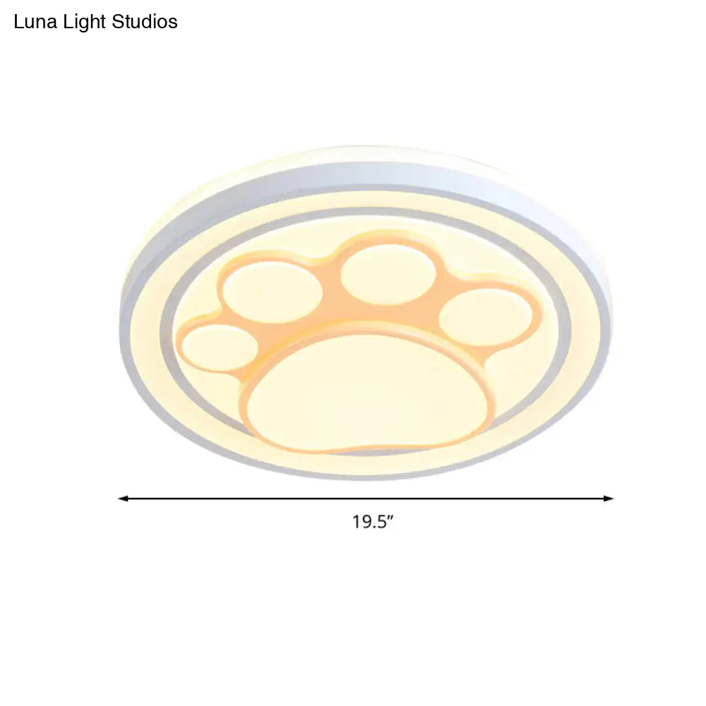 Girls Pink Cartoon Led Ceiling Lamp With Cute Pattern Acrylic Flush Mount Light
