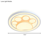 Girls Pink Cartoon Led Ceiling Lamp With Cute Pattern Acrylic Flush Mount Light