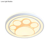 Girls Pink Cartoon Led Ceiling Lamp With Cute Pattern Acrylic Flush Mount Light