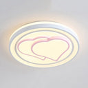 Girls Pink Cartoon Led Ceiling Lamp With Cute Pattern Acrylic Flush Mount Light / D White