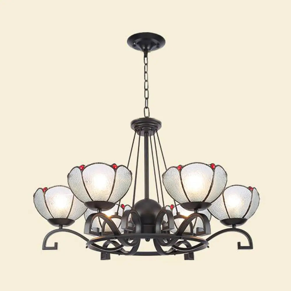 Glamorous Tiffany Chandelier With Frosted Glass Suspension And Multiple Sizes: 3 6 Or 8 Lights In