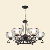 Glamorous Tiffany Chandelier With Frosted Glass Suspension And Multiple Sizes: 3 6 Or 8 Lights In