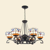 Glamorous Tiffany Chandelier With Frosted Glass Suspension And Multiple Sizes: 3 6 Or 8 Lights In