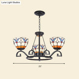 Glamorous Tiffany Chandelier With Frosted Glass Suspension And Multiple Sizes: 3 6 Or 8 Lights In