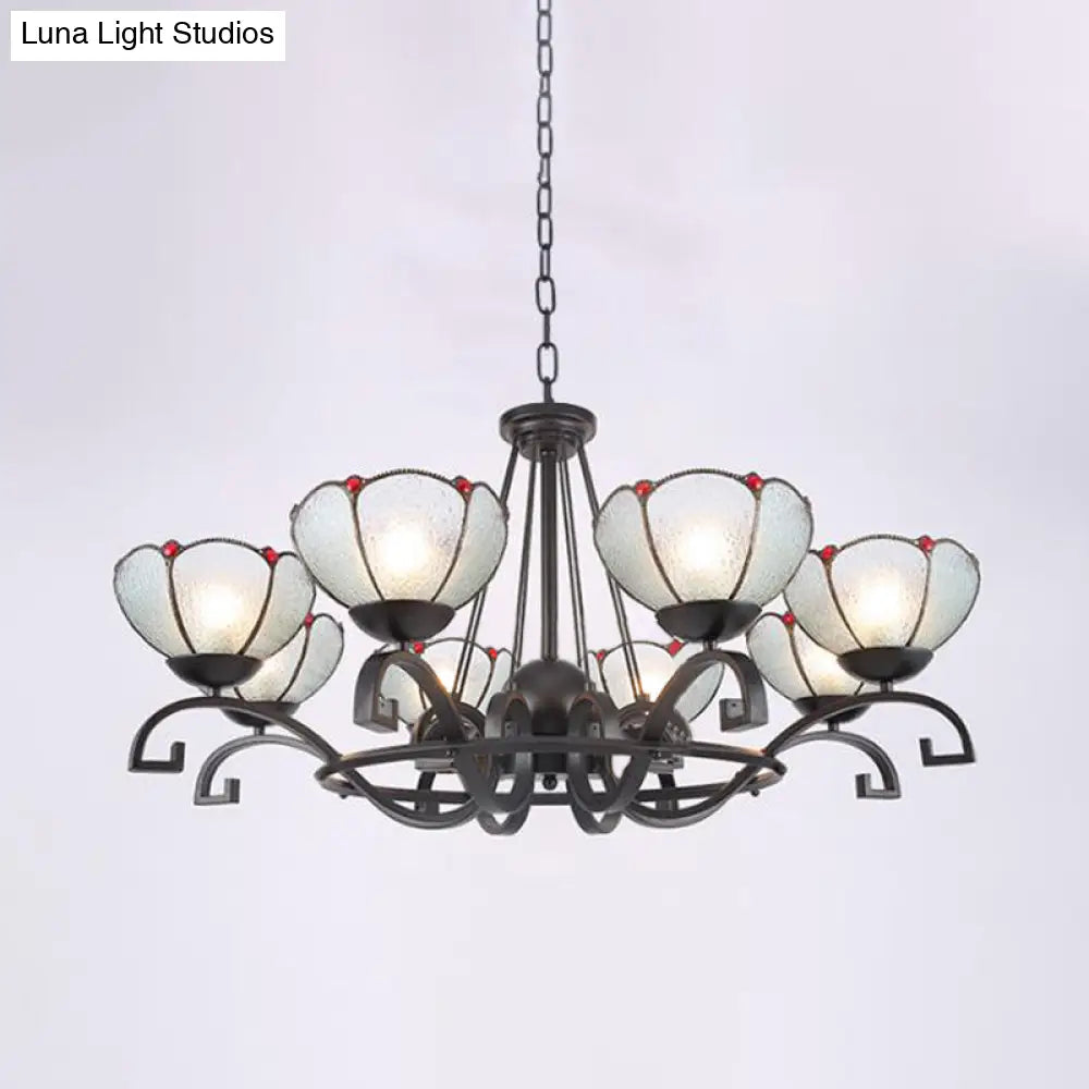 Glamorous Tiffany Chandelier With Frosted Glass Suspension And Multiple Sizes: 3 6 Or 8 Lights In