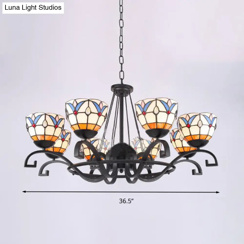 Glamorous Tiffany Chandelier With Frosted Glass Suspension And Multiple Sizes: 3 6 Or 8 Lights In