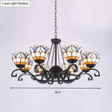 Glamorous Tiffany Chandelier With Frosted Glass Suspension And Multiple Sizes: 3 6 Or 8 Lights In