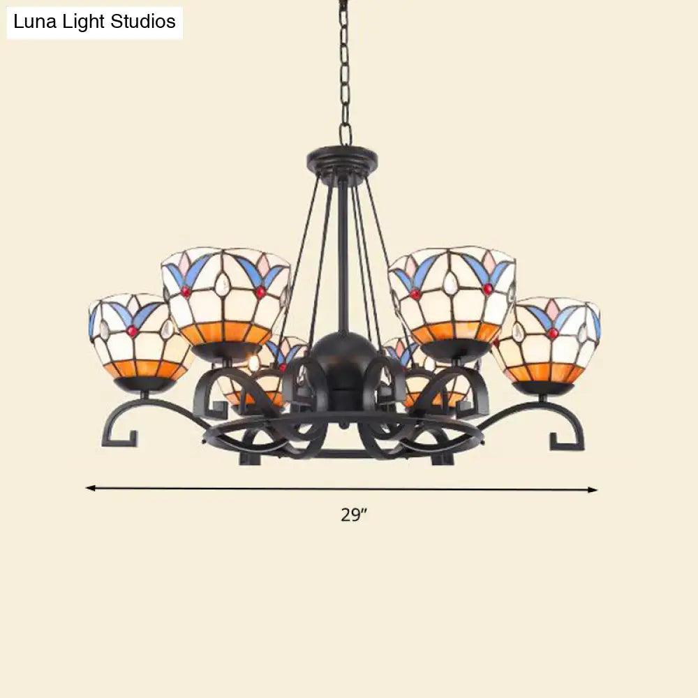Glamorous Tiffany Chandelier With Frosted Glass Suspension And Multiple Sizes: 3 6 Or 8 Lights In