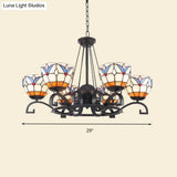 Glamorous Tiffany Chandelier With Frosted Glass Suspension And Multiple Sizes: 3 6 Or 8 Lights In