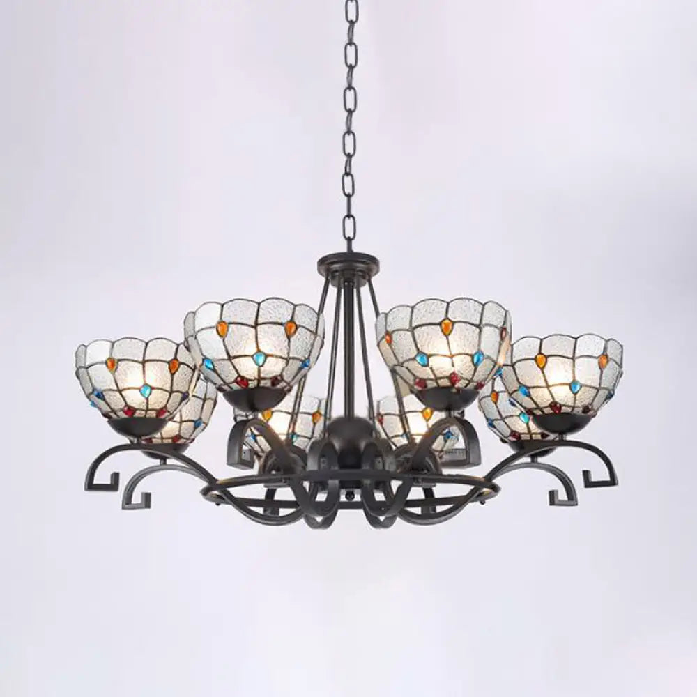 Glamorous Tiffany Chandelier With Frosted Glass Suspension And Multiple Sizes: 3 6 Or 8 Lights In