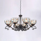 Glamorous Tiffany Chandelier With Frosted Glass Suspension And Multiple Sizes: 3 6 Or 8 Lights In