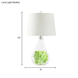 Glass Bulb Night Light With Country Style And Green Plant Decor For Bedroom