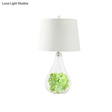 Glass Bulb Night Light With Country Style And Green Plant Decor For Bedroom