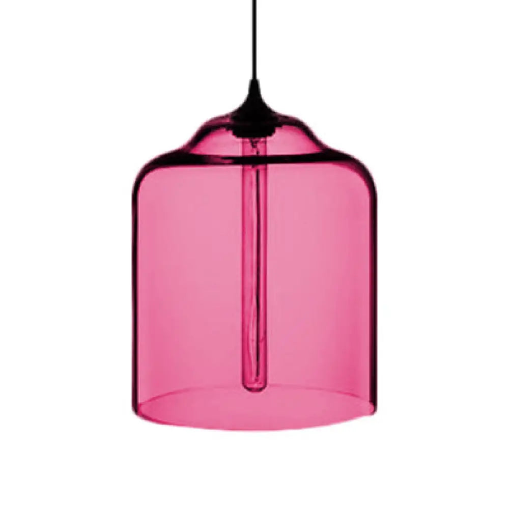 Glass Jug Suspension Light - Contemporary Red/Brown/Blue Ceiling Pendant Rose Red
