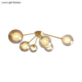 Global Semi Flush Mount Light Fixture In Gold With Clear/Amber/Smoke Glass And Led Lights - Perfect