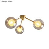 Global Semi Flush Mount Light Fixture In Gold With Clear/Amber/Smoke Glass And Led Lights - Perfect
